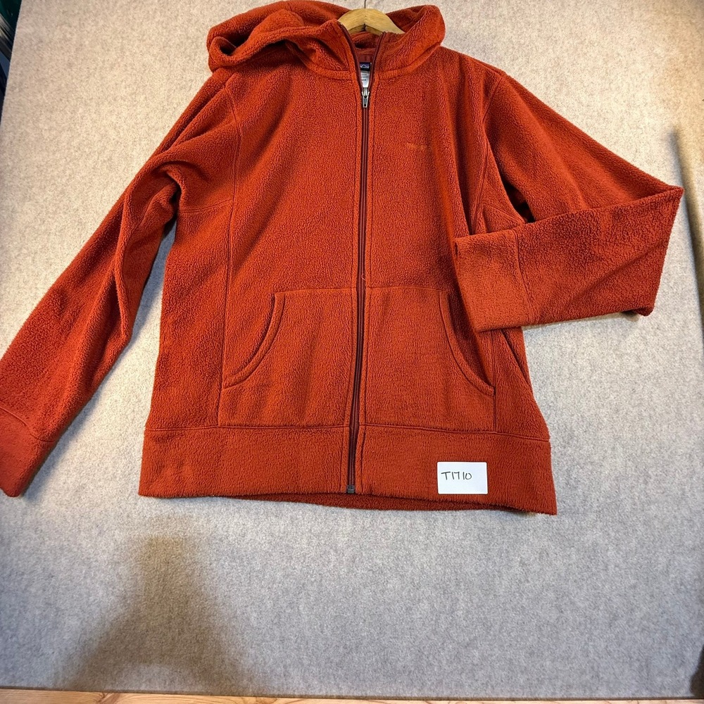 Patagonia Womens XL Full Zip Fleece Hoodie Burnt Orange Rust High Pile Jacket